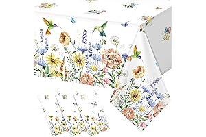3 PACK SPRING SUMMER FLORAL TABLECLOTH DECORATIONS WITH WILD FLOWER THEME