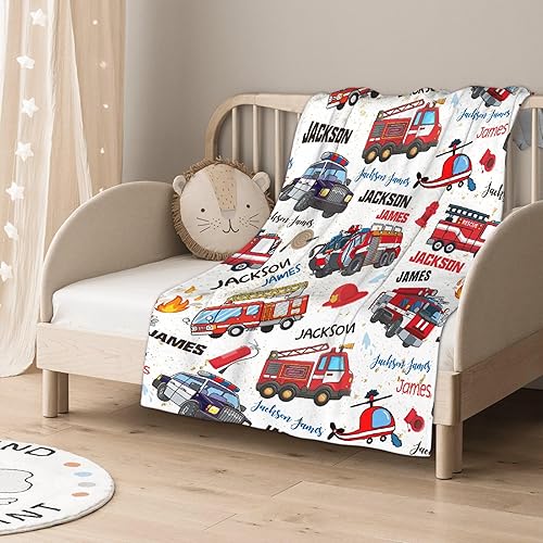 Miniatura 179 de Manta de bebé de bomberos con camión de bomberos, súper suave, manta acogedora para recién nacido, manta de recepción para bebé, manta para cuna, 40