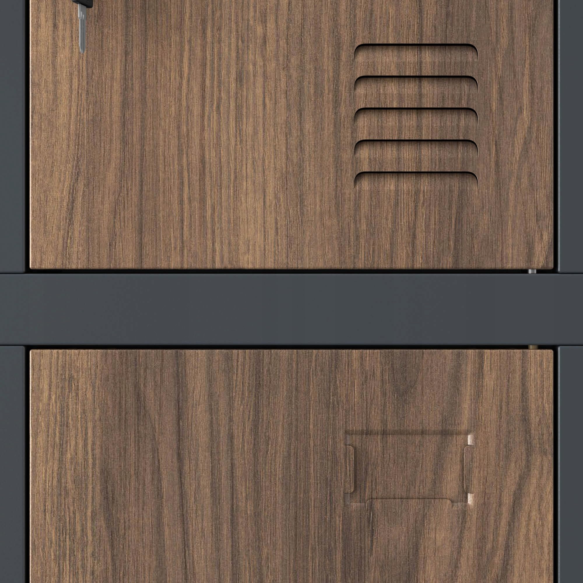 Jan Nowak Armario para Vestuario 3B4A Taquilla Metálico con 12 Compartimentos Ranuras de ventilación Recubrimiento de Polvo 185 cm x 90 cm x 40 cm Antracita-Madera