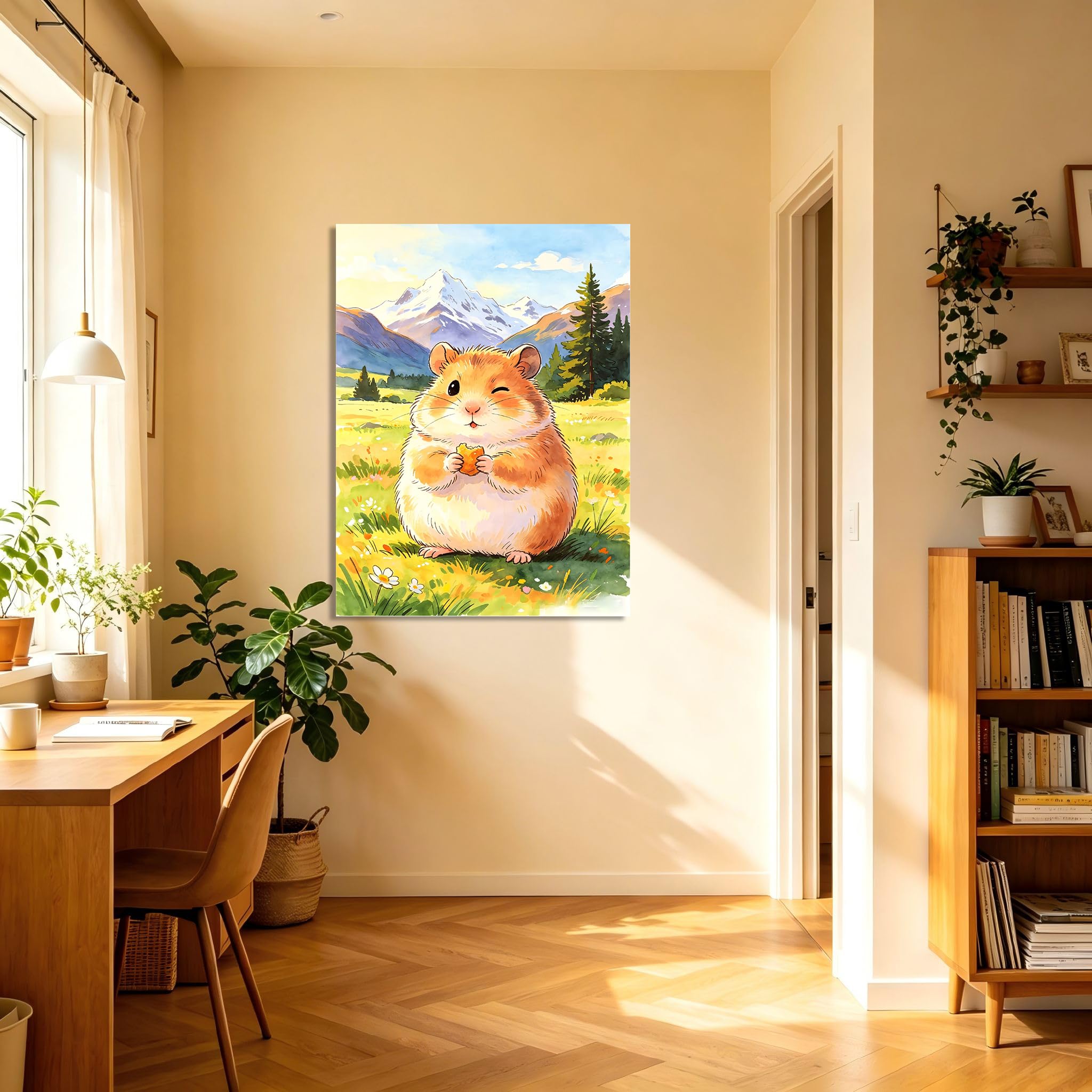 TNGHHSGA Cuentos de Aventuras de Zizi 41Cuadro en Lienzo de Hámster Adorable, Arte de Pared Infantil, Decoración para Habitación de Niños, Dormitorio y Guardería40x52cm Lienzo envuelto