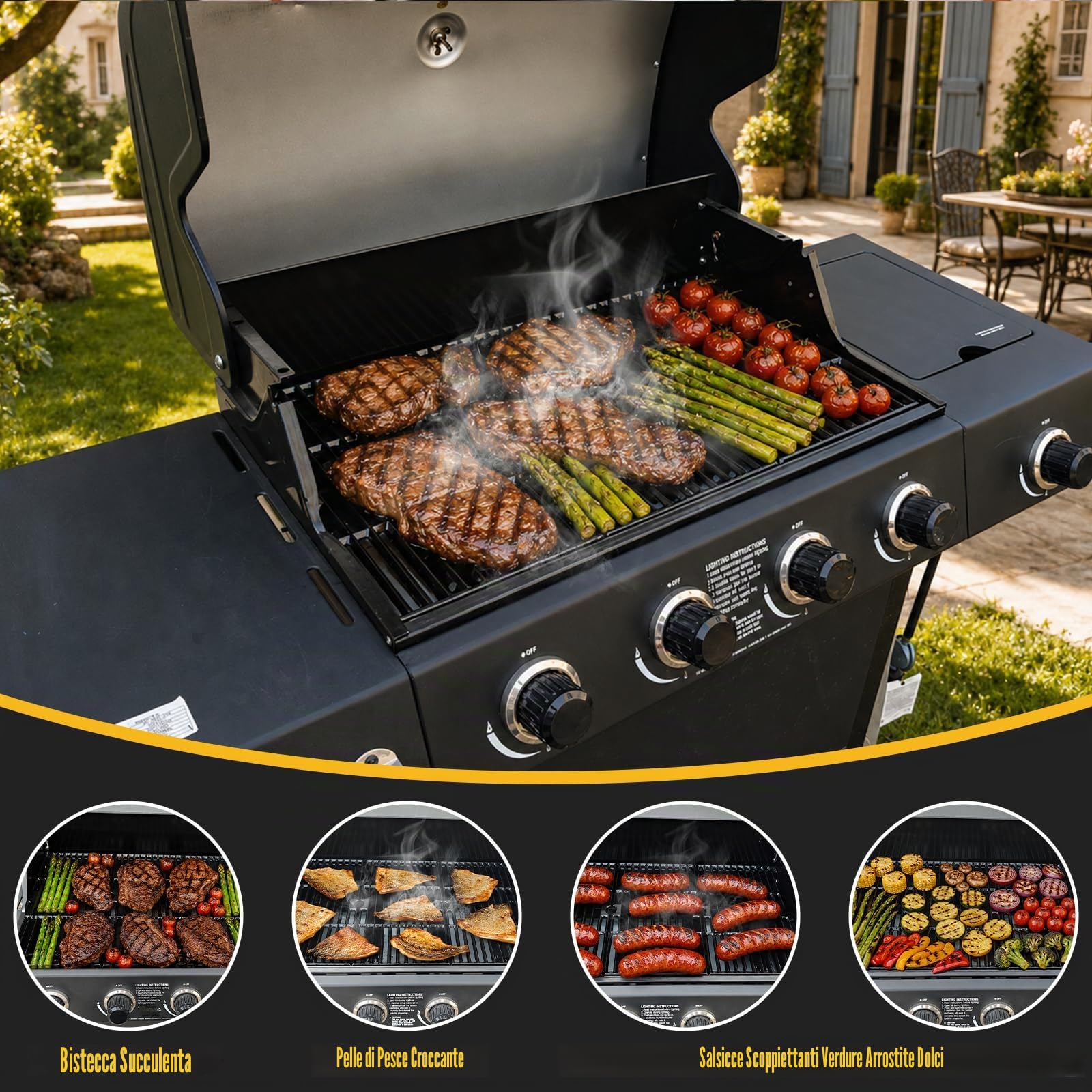 Bar.B.Q.S griglia di ricambio in ghisa 68763 per modelli selezionati di barbecue a gas: Charbroil, Kenmore e altre, set da 3 pezzi