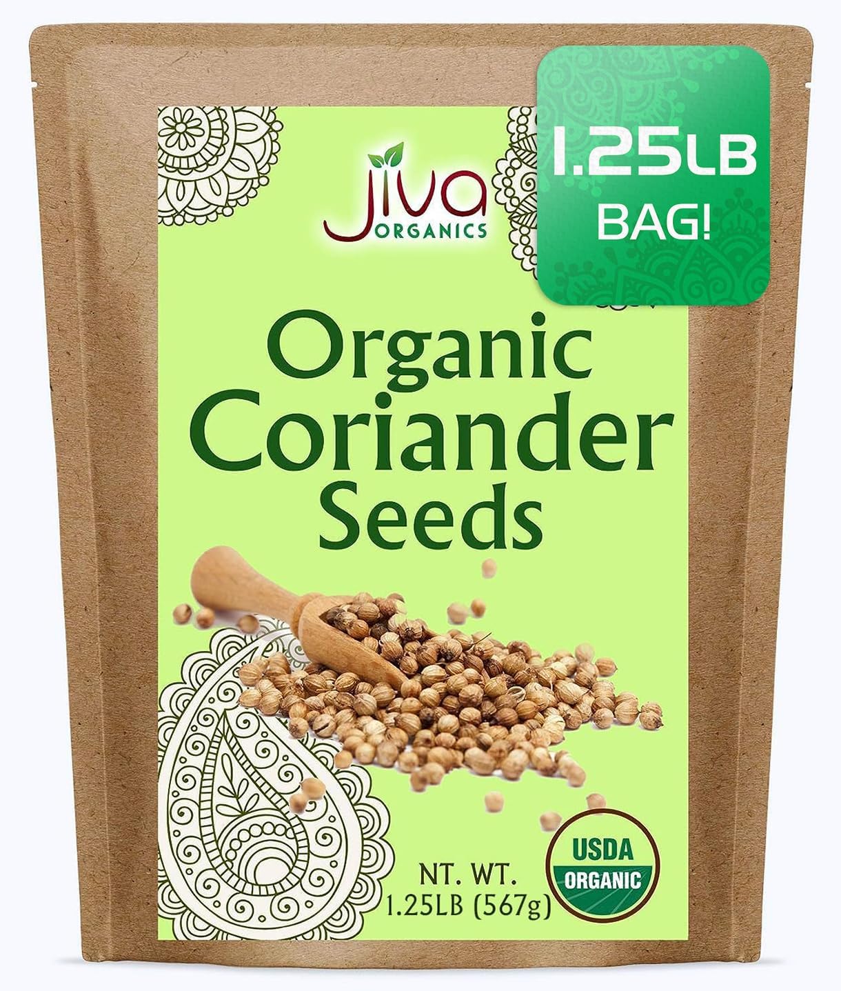 Organic Coriander Seeds Whole 1.25 Pound Bulk Bag - Non-GMO