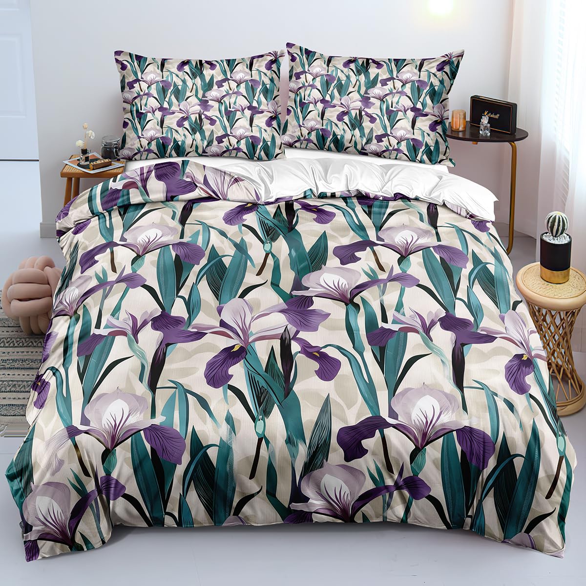 Housse de couette 240x220 anti-plis pour chambre de fille