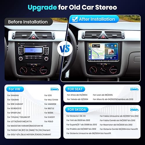 Miniatura 2 de podofo Unidad principal de navegación GPS estéreo de coche 9 pulgadas pantalla táctil para VW Skoda Octavia Golf Touran Passat B6 Jetta Polo Tiguan