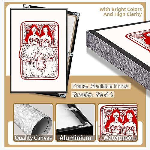 Miniatura 2 de Póster de sirena estético vintage de los años 90, divertido y creativo sirena roja acostada en la caja, lienzo para pared, arte retro abstracto,