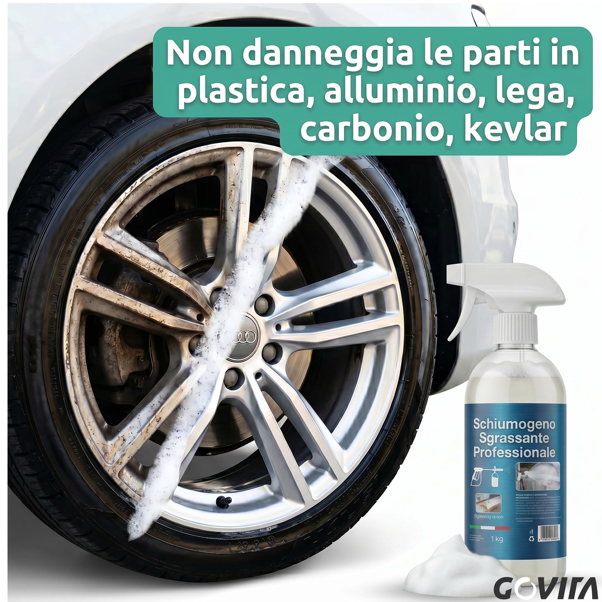 GOVITA, SgrassaMax, Detergente Schiumogeno Concentrato, Per Idropulitrice, Alto Potere Lucidante, Non rovina le Plastiche, Ideale per Prelavaggio Auto, 5L (8)