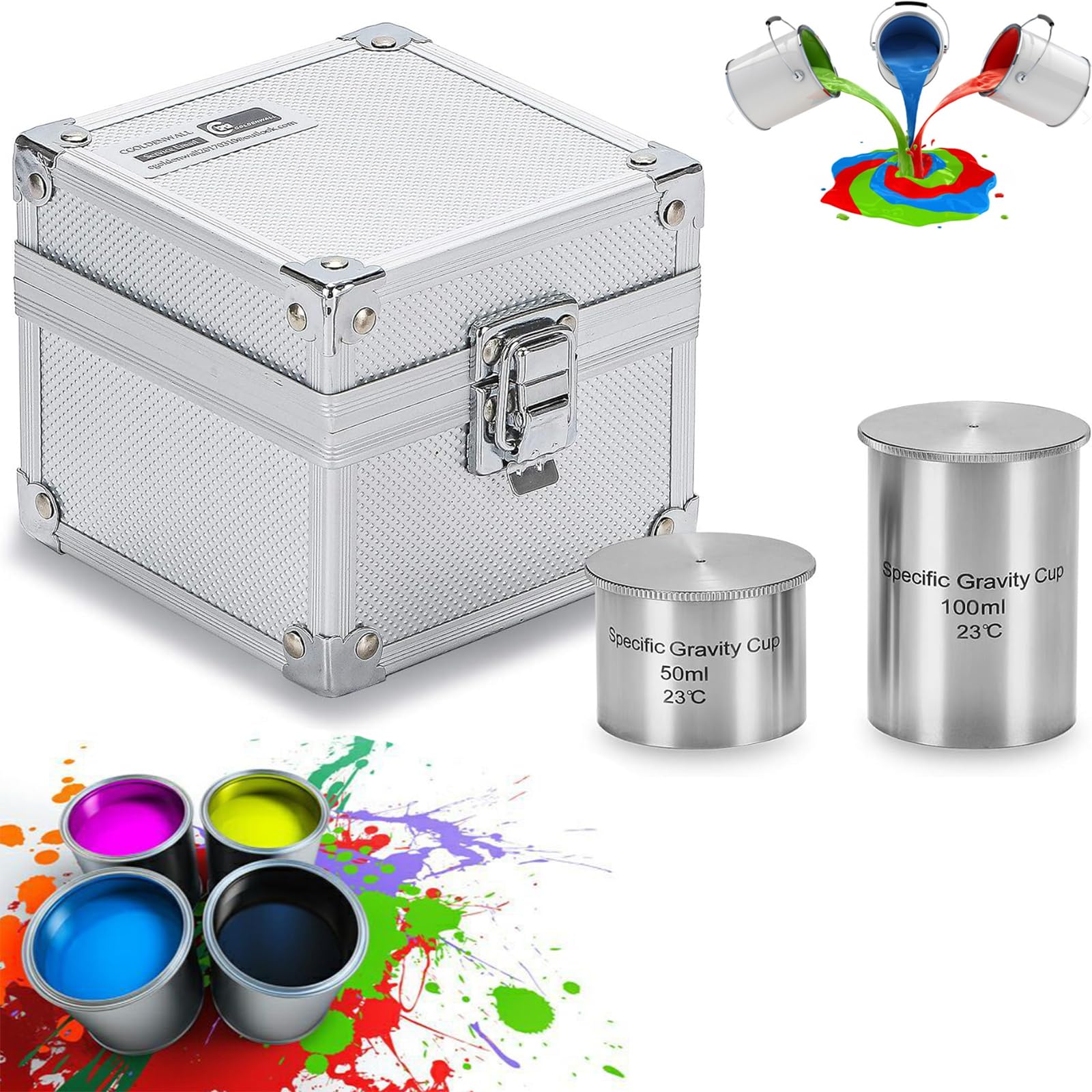 Stainless Steel Density Pycnometer with Storage Box, ±0.7ml Measurement Error for Paint Auxiliary Materials and Oils