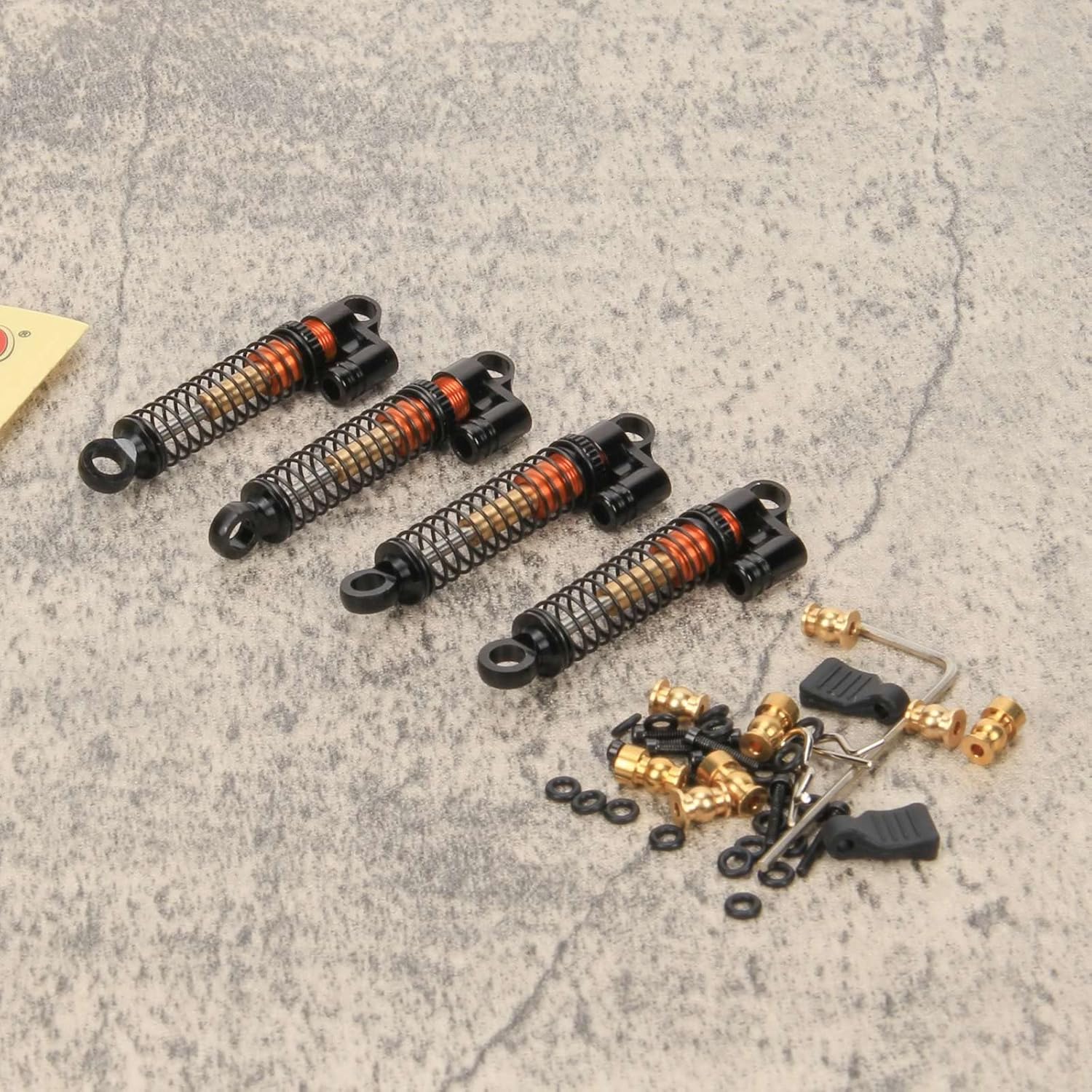 RCAWD for 1/24 Axial SCX24 Upgrades Double Long Stroke Shock Absorber Crawlers, RC Shocks Damper Front & Rear Aluminum Parts for AXI90081 AXI00001 AXI00002 AXI00005 AXI00006 Black