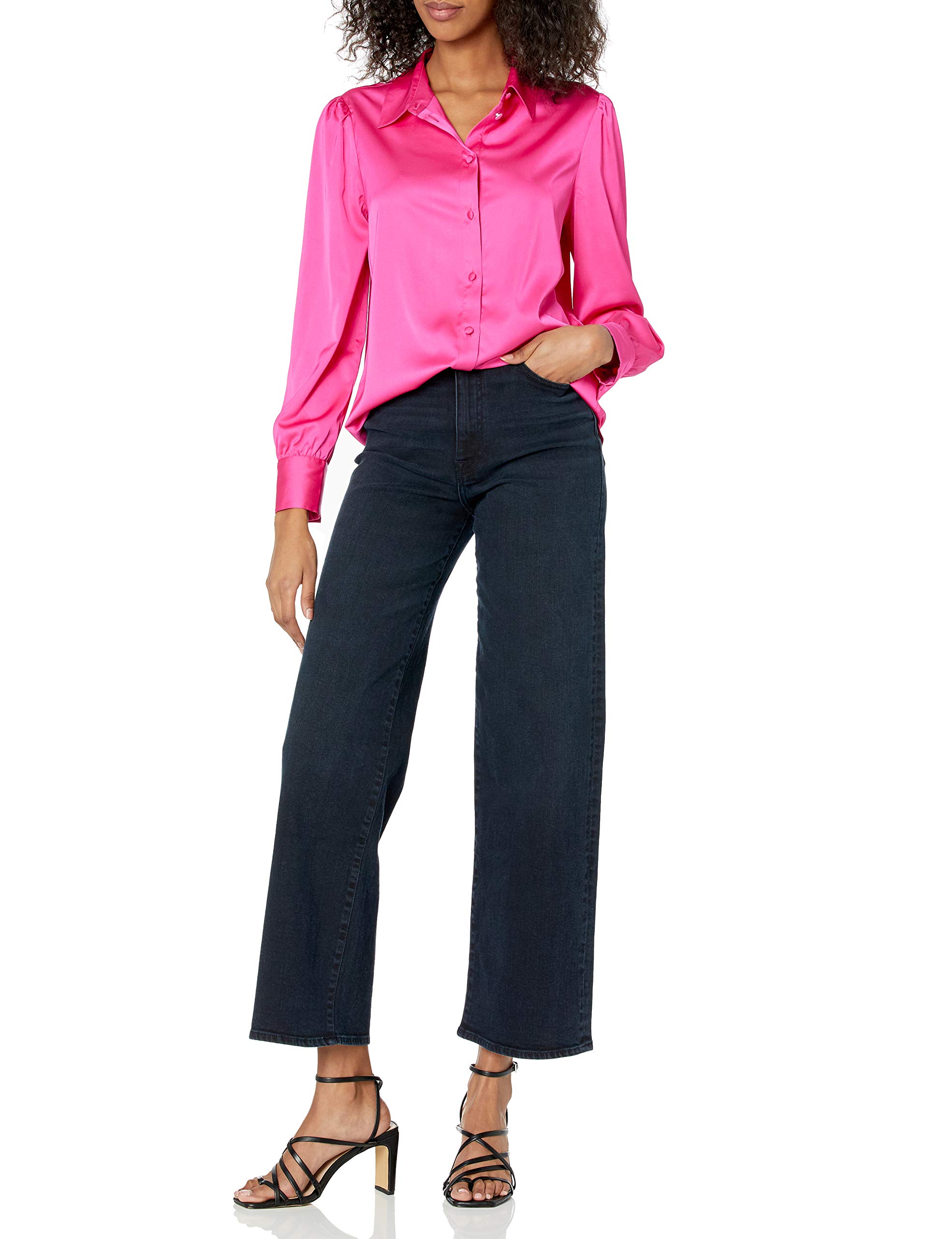 The Drop Women's @Lucyswhims Long-Sleeve Button-Down Stretch Satin Shirt