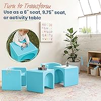 Vista 120 de ECR4Kids Tri-Me 3 en 1 silla cubo, muebles para niños, color azul polvo