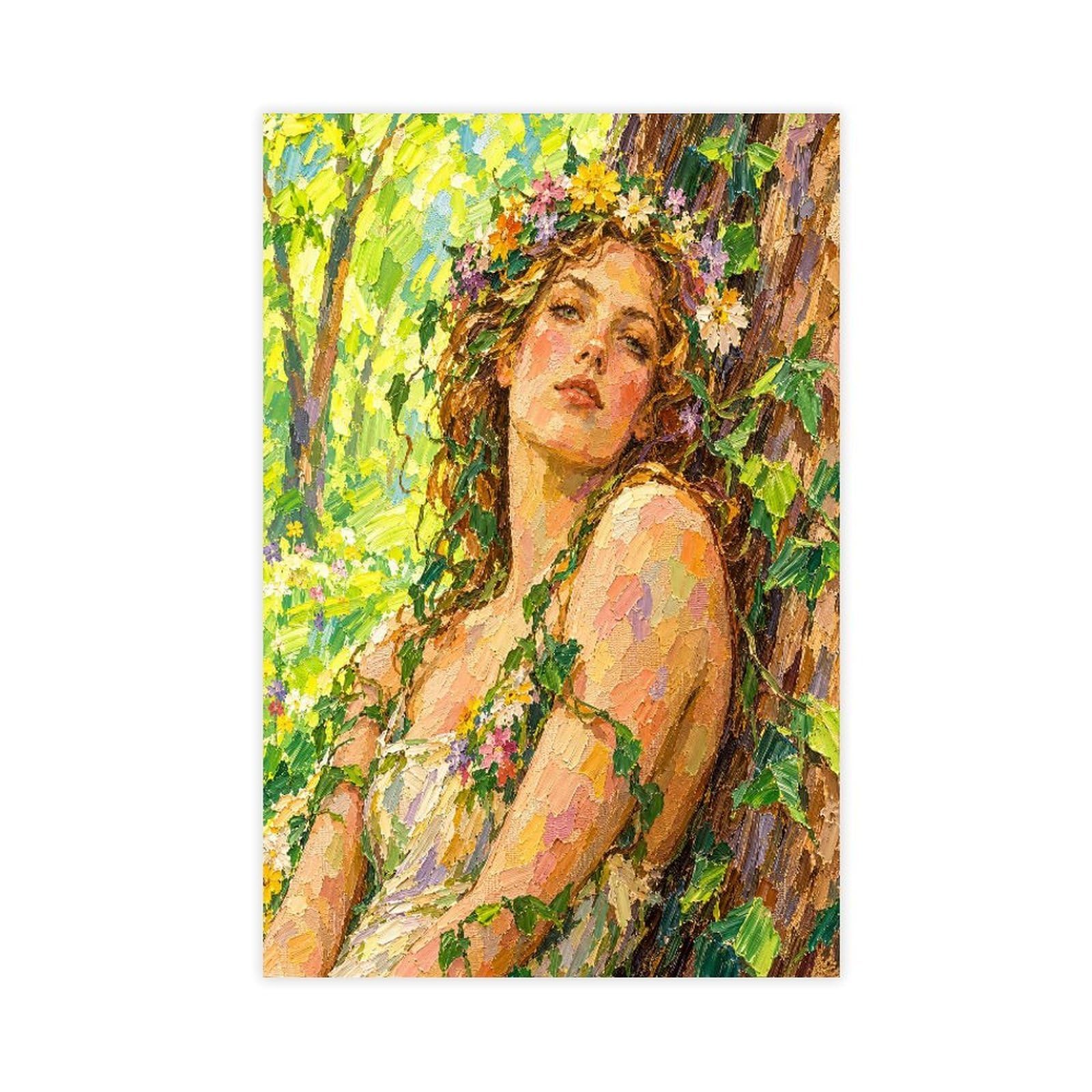 H3B8U2Y5 Forest Nymph in Sunlight Canvas Wall Art, Surrealist Studio