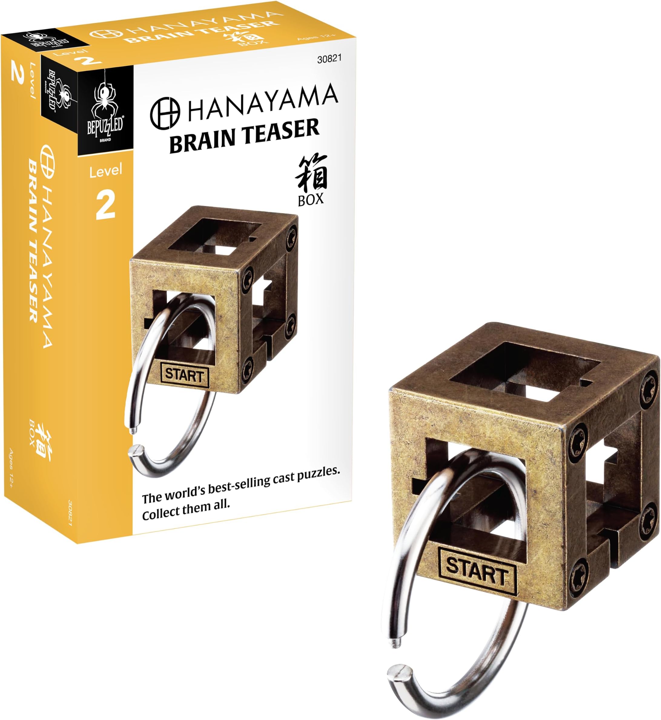 Box Hanayama Metal Brainteaser Puzzle Mensa Rated Level 2, for Ages 12 and Up