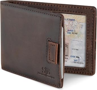 SERMAN BRANDS RFID Blocking Slim Money Clip Wallet Leather Bifold Front Pocket Minimalist Mens Wallet with Money Clip for Men, Small Credit Card Holder Wallet - Travel Wallet with Gift Box