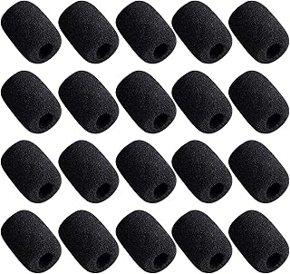 20 Pack Mini-size Lapel Headset Microphone Windscreen,VanSerd Foam Microphone Windscreen, Lapel Headset Microphone Sponge Mini Foam Cover Shield Protection for Variety of Headset Microphone