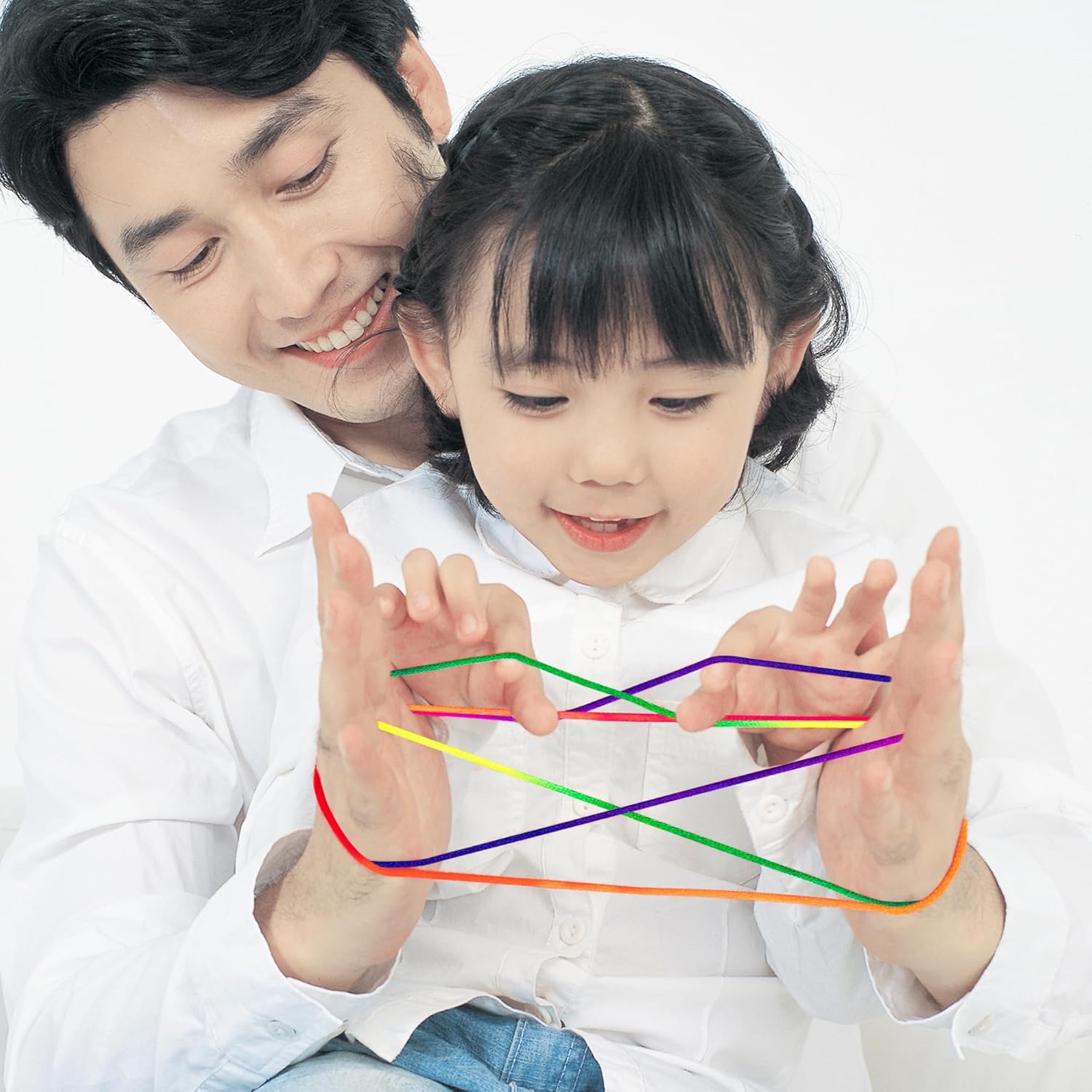 ArtCreativity Set of 12 Cat’s Cradle String Game - 63 Inch Looped Strings for Kids - Vintage Fidget Toys & Retro Puzzle Game - Colorful Strings in Yellow, Green, Purple, Pink, Blue - Ages 5+