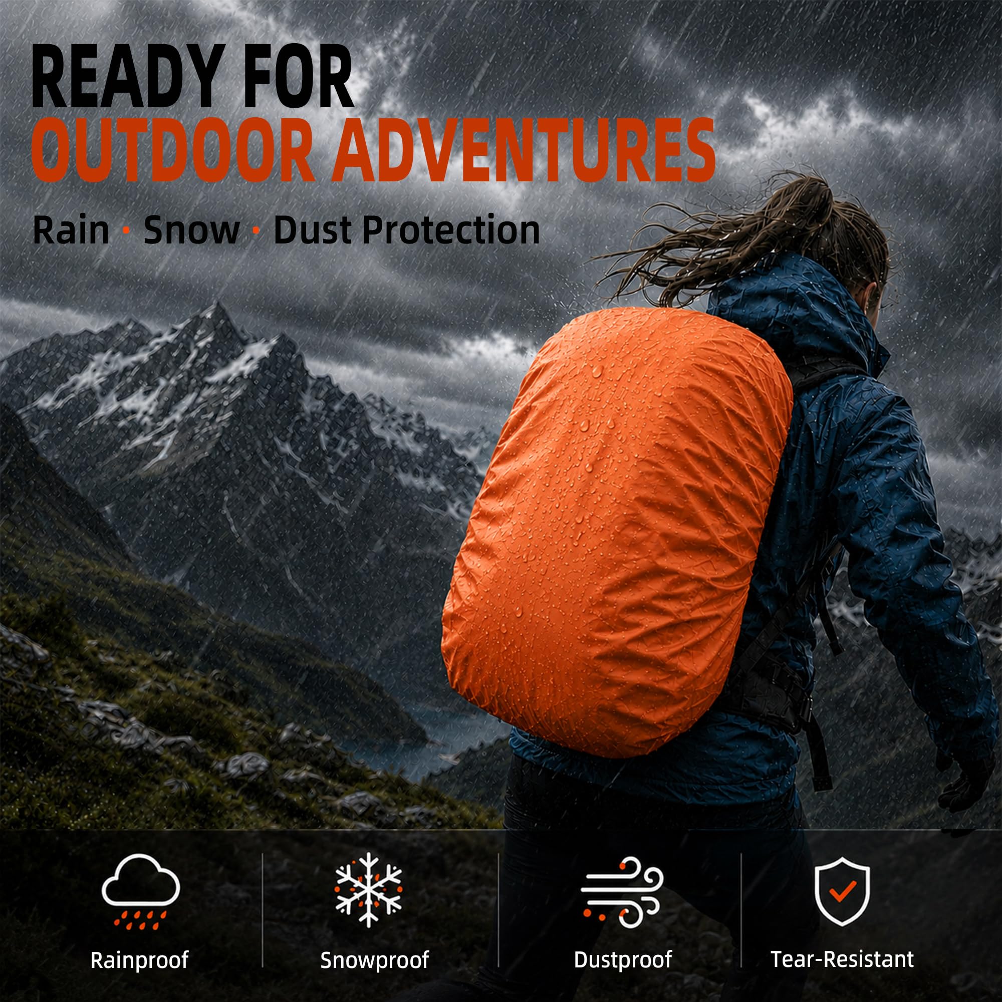 Frelaxy Mochila Impermeable para Lluvia, Triple Impermeable, Antideslizante, Correa de Hebilla Cruzada, Ultraligera, compacta, portátil, para Senderismo, Camping, Ciclismo, Viajes al Aire Libre
