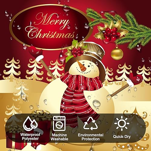 Miniatura 4 de Juego de 4 cortinas de ducha con diseño de Feliz Navidad con alfombras de baño antideslizantes, tapa de inodoro, tapete de baño, cortina de ducha, 4