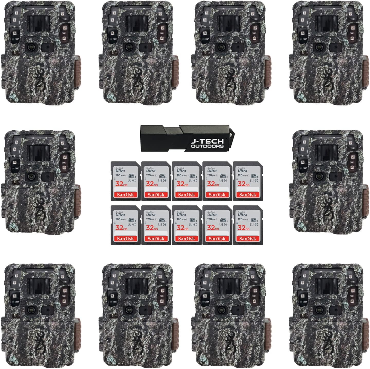 JTECH OUTDOORS (10) Browning Strike Force Pro DCL Trail Game Camera Bundle Includes