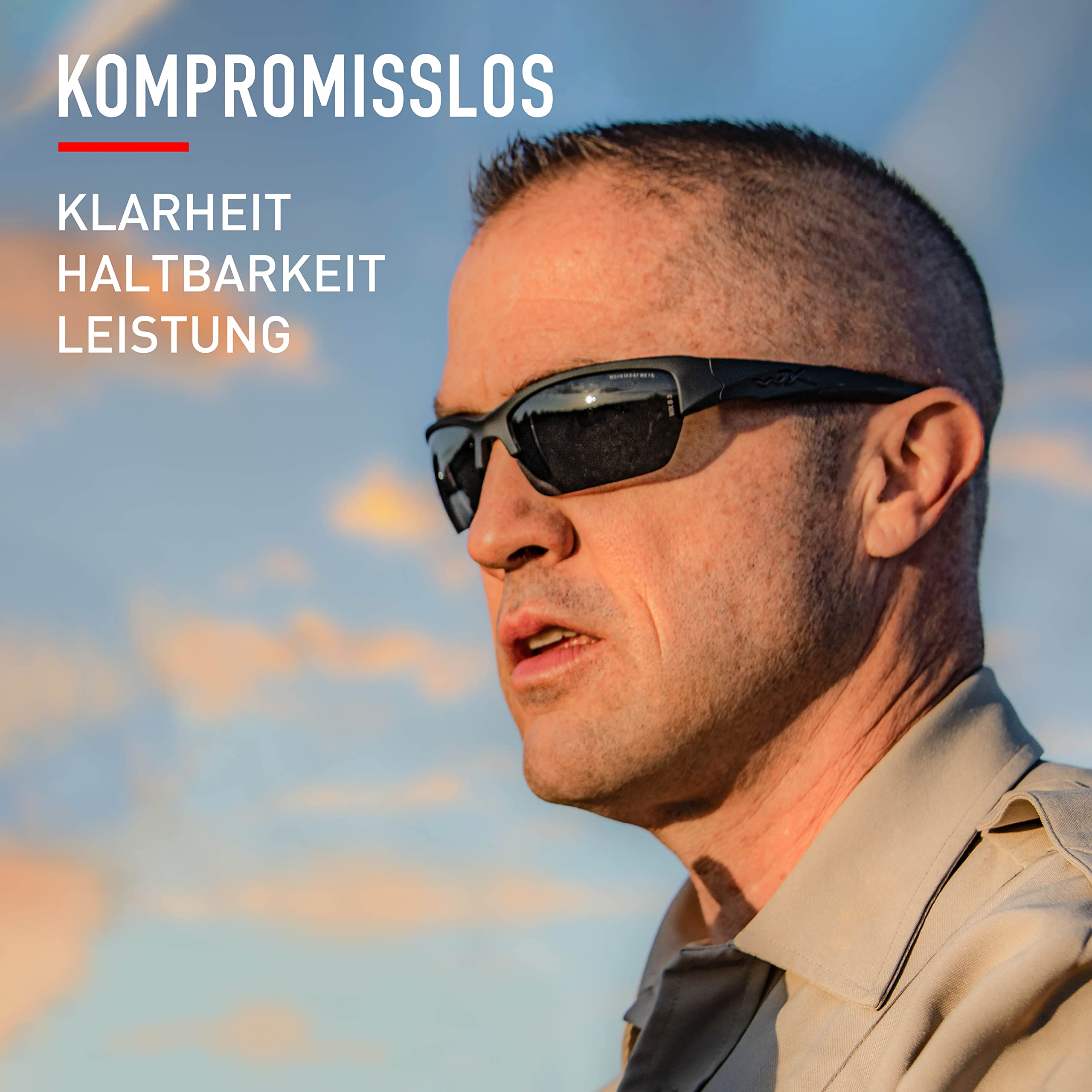 Wiley X │ WX Valor Sportsbrille Herren Schutzbrille Sonnenbrille │ Taktische Militärische Airsoft Brille │ Laufbrille Radfahren Fahrt Wandern Fischen Outdoor MTB Brille