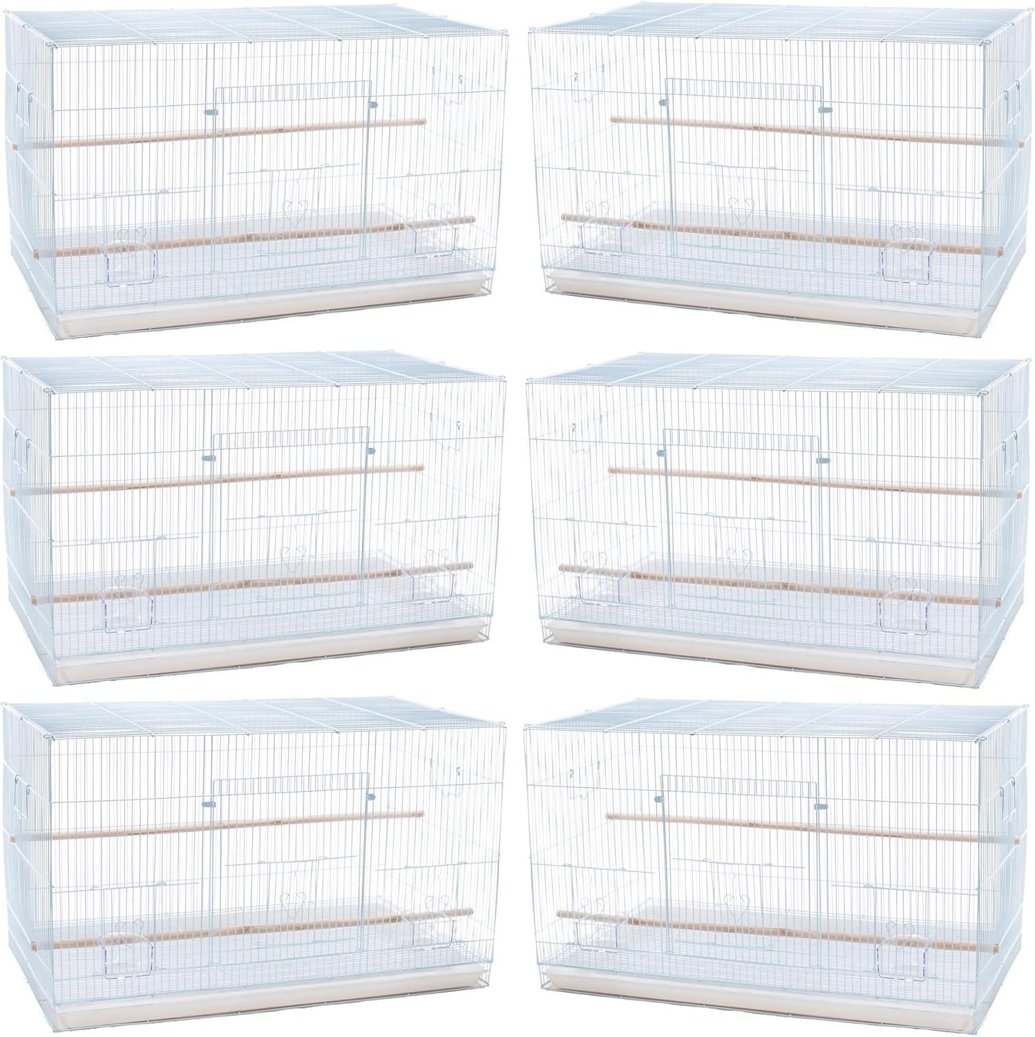 Lot of Breeding Flight Bird Parrot Cage for Aviaries Canaries Budgies Finches Lovebird Parakeet (White 24"x16"x16"H)