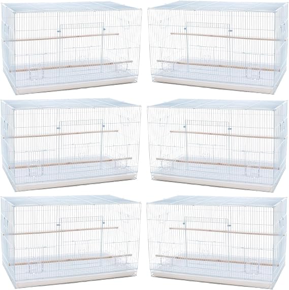 Lot of Breeding Flight Bird Parrot Cage for Aviaries Canaries Budgies Finches Lovebird Parakeet (White 24x16x16H)