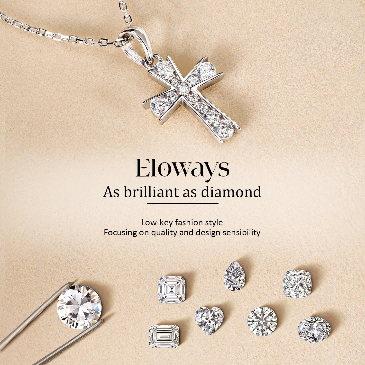 Moissanite Cross Necklaces, D Color VVS1 S925 Sterling Silver, Moissanite Cross Pendant, Wedding Anniversary Christian Jewelry Valentines Gifts - Image 3