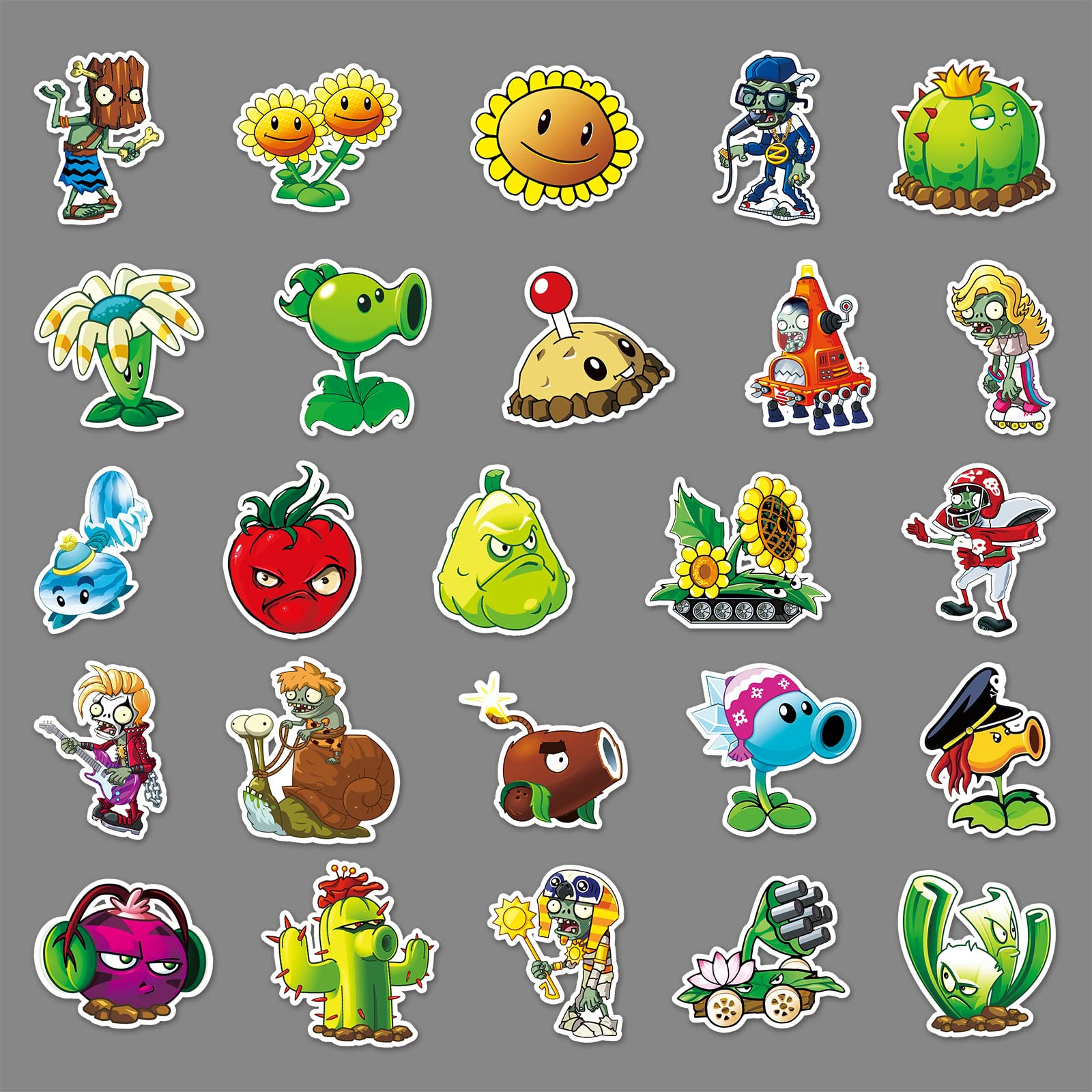 Plants vs. Zombies Lot de 50 autocollants imperméables pour Plants vs. Zombies Lot de 50 autocollants imperméables pour