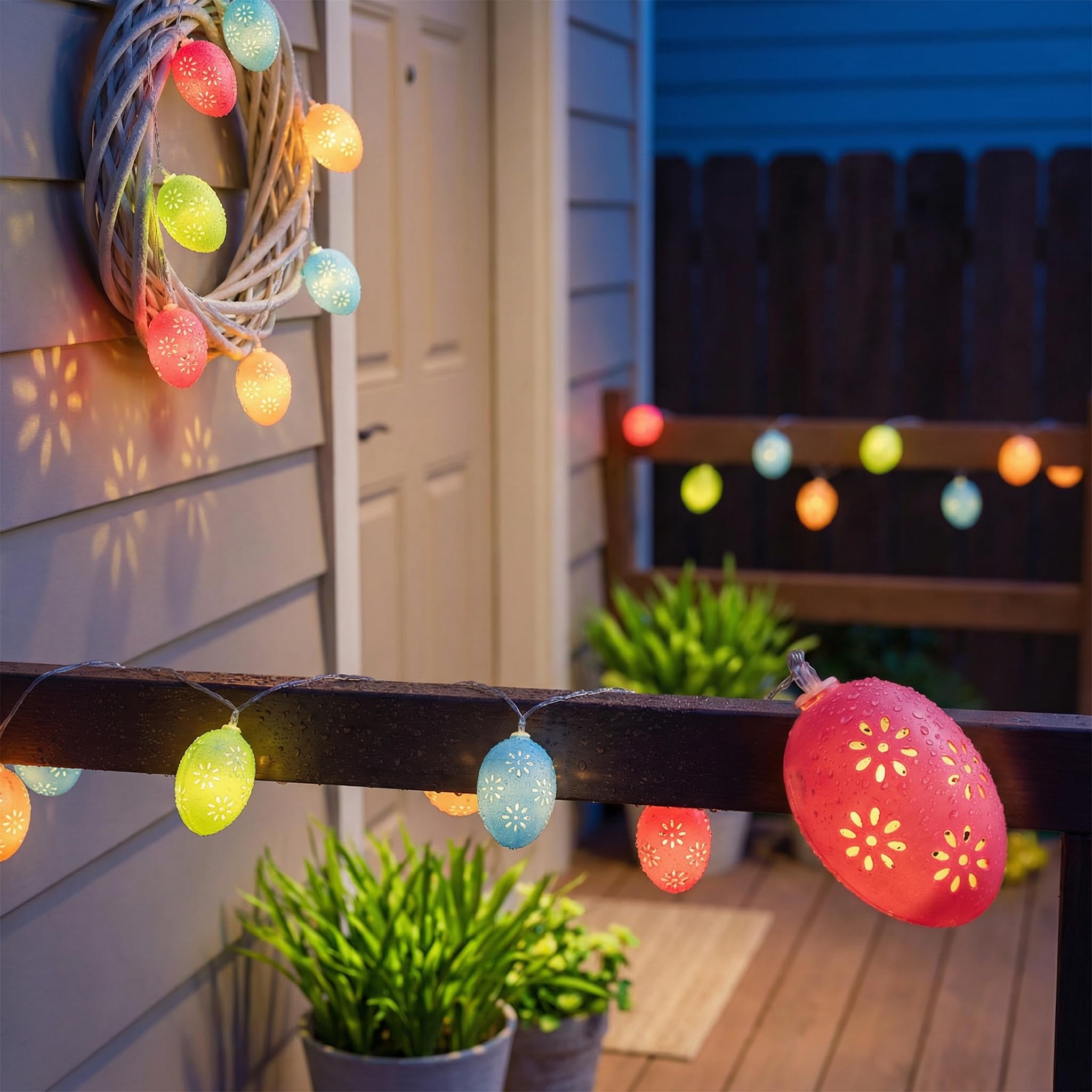 Osterdeko Ostereier Lichterkette, 2M 10LED Lichterkette Ostern,Ostern Deko Lichterketten batterie mit timer, bunte Ostereier zum aufhängen Lichterkette für Innen Geburtstag,Garden,Oster Deko,Party