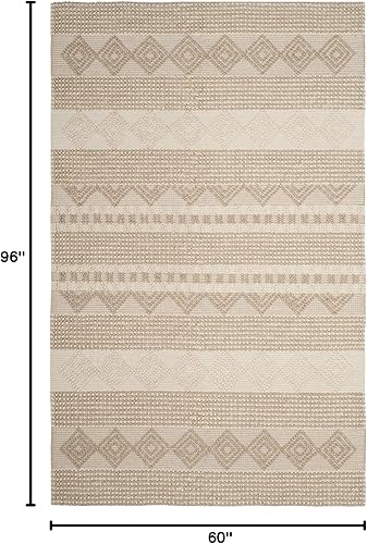 Miniatura 2 de SAFAVIEH Natura Collection - Alfombra de área de 5 x 8 pies, color beige y marfil, hecha a mano de lana tribal marroquí y algodón, ideal para zonas