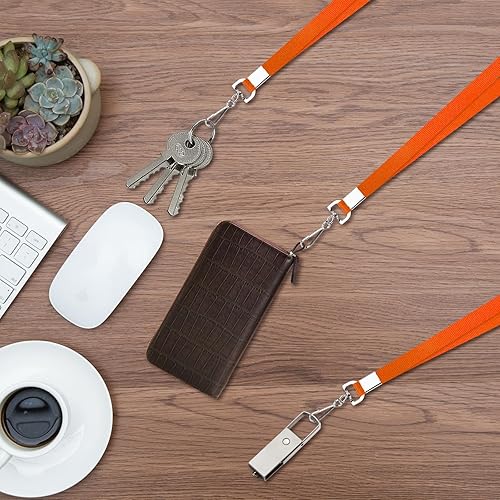 Vista 18 de Paquete de 50 cordones negros a granel para portatarjetas de identificación, plano duradero con gancho giratorio y clip para insignia