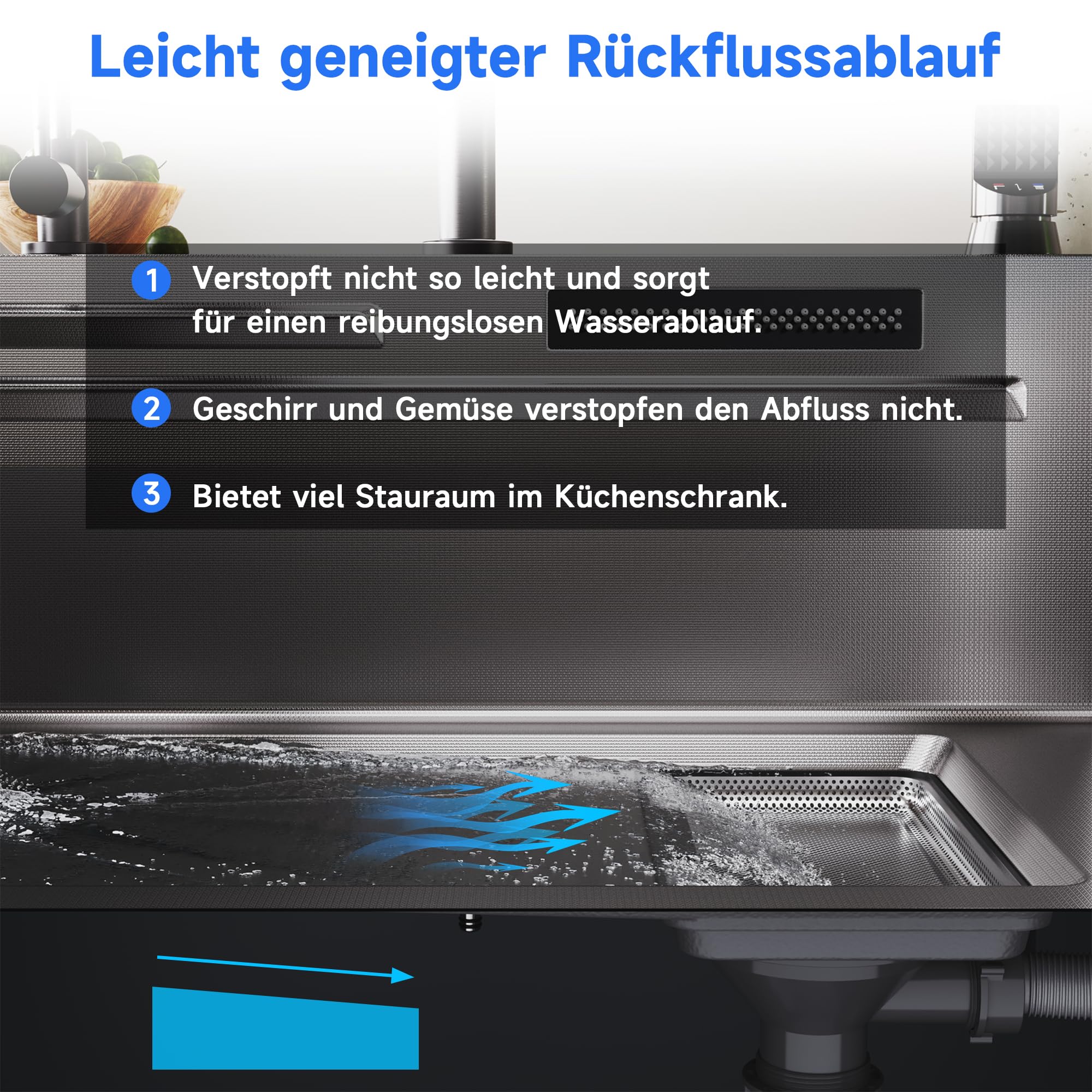 SONNI Spülbecken, Küchenspüle, 80x45cm 304SUS Edelstahl Spüle | Mit Armatur, Abtropfkorb, Abtropfbecken, Schneidebrett, Tassenuntersetzer, Wasserfilterarmatur, Abfallsieb, Ablaufgarnitur