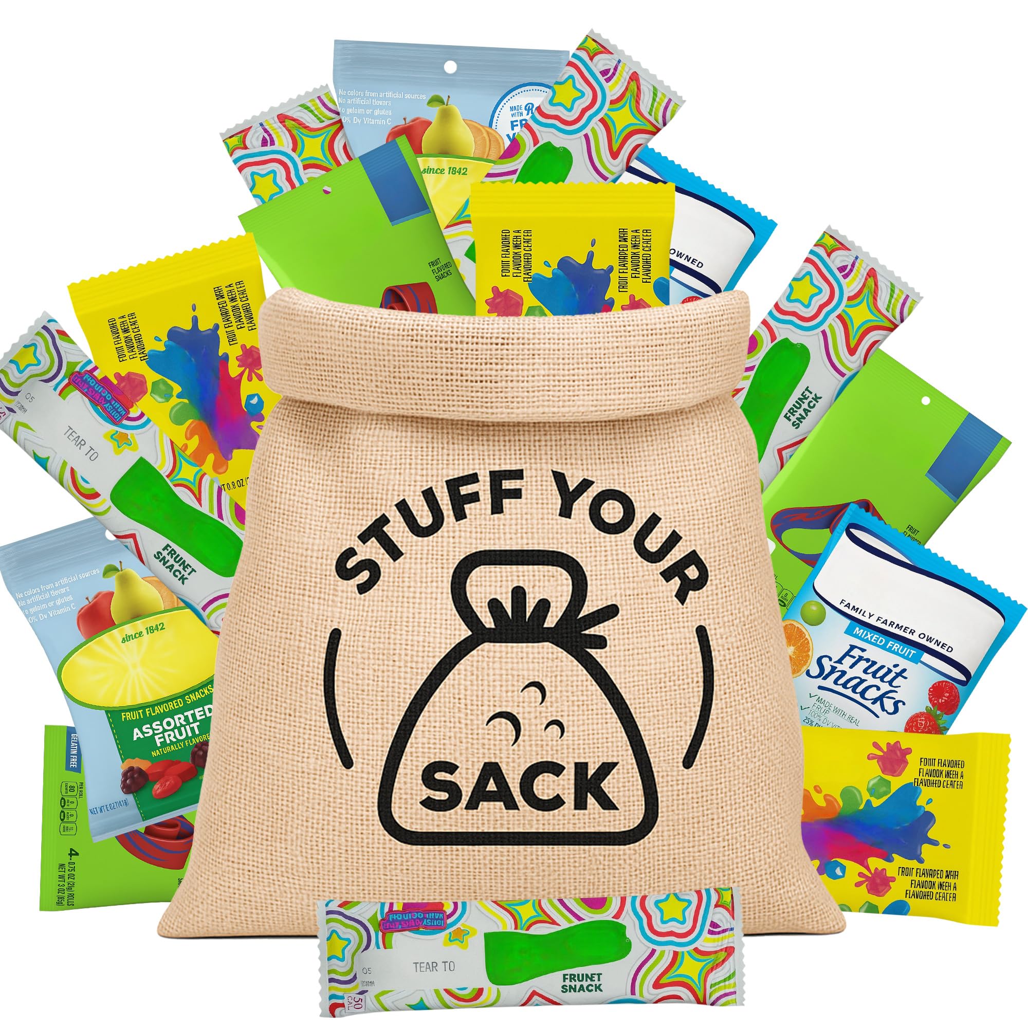 Fruit Snacks Variety Pack – 80 Count Assortment of Chewy Fruit Rolls, Gummy Treats, and Snack Strips – Lunchbox, Travel, School & Office Snacks by Stuff Your Sack