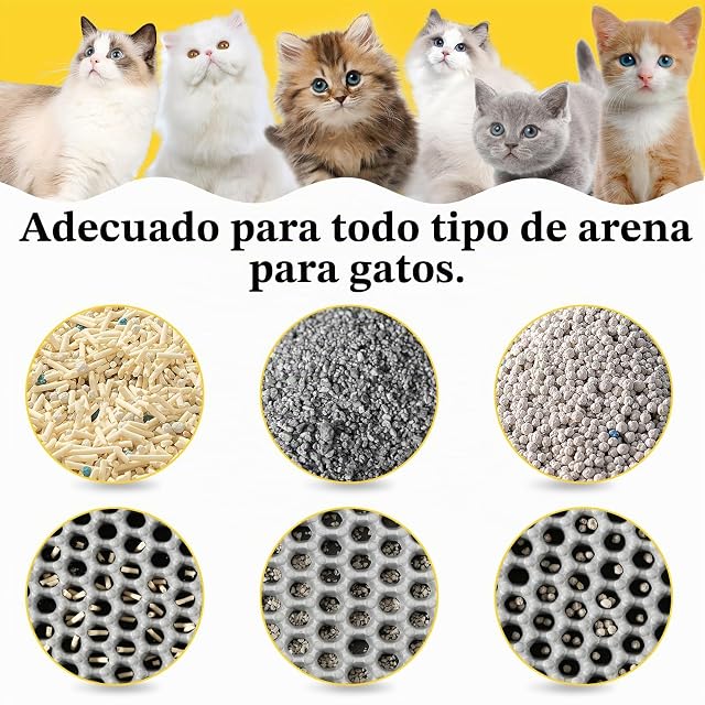 Foto 3 de 7 de Alfombra Arenero Gato 60 X 45 cm, Impermeable, Fácil de Limpiar,Gris