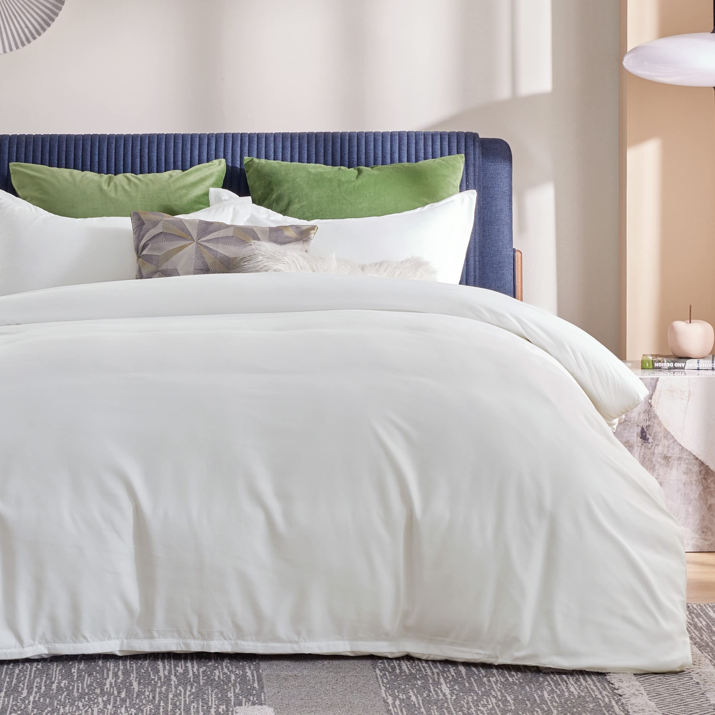 Bedsure Ivory Duvet Covers Queen Size - Soft Brushed Microfiber 3 Pieces with Zipper Closure, 1 Duvet Cover 90x90 inches and 2 Pillow Shams