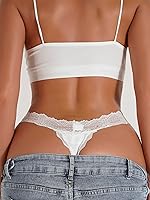 Vista 3 de Banamic Ropa interior para mujer, tangas de encaje floral, bragas de cintura media