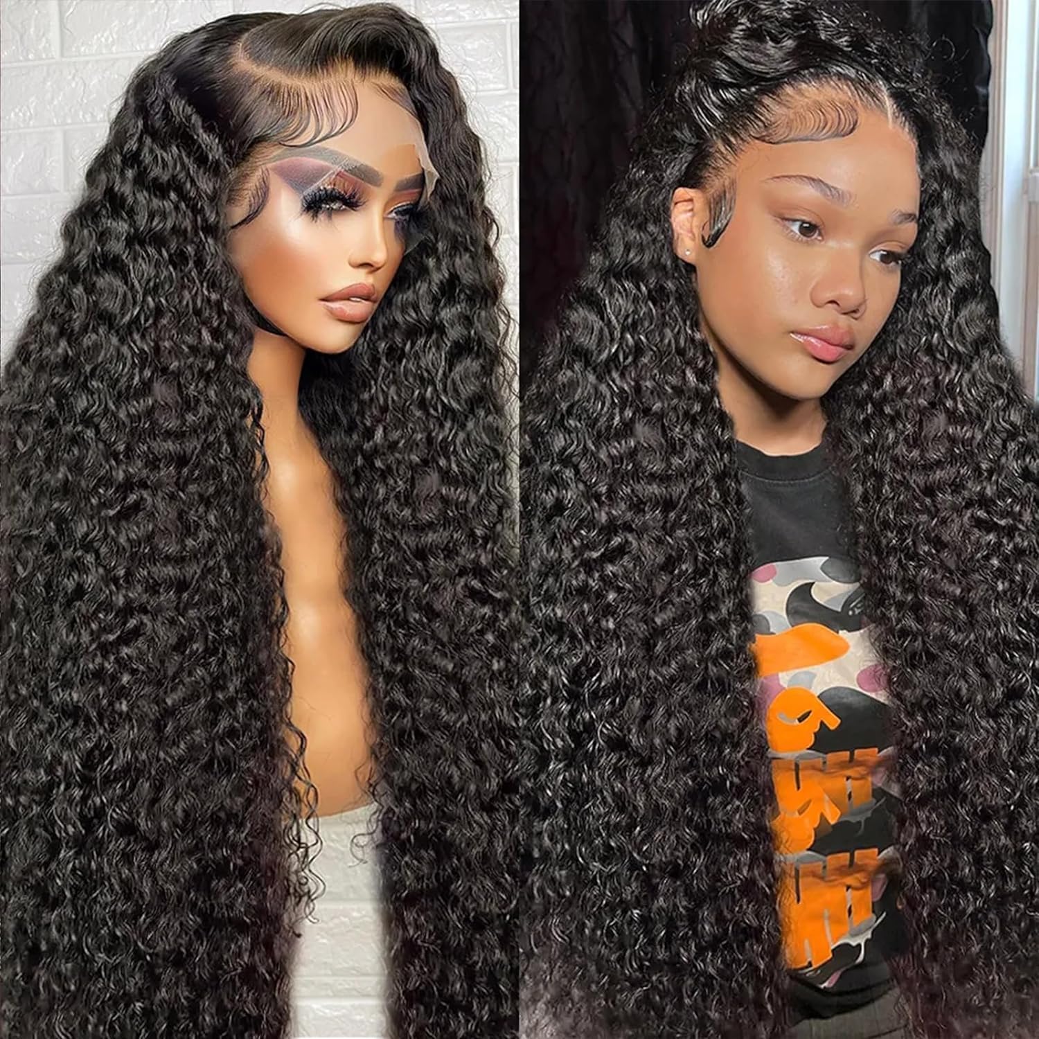 24 Inch Water Wave Human Hair Wig For Black Women,180% Density 12A Curly 13X4 HD Lace front wigs human hair pre plucked Wet And Wavy Natural Color