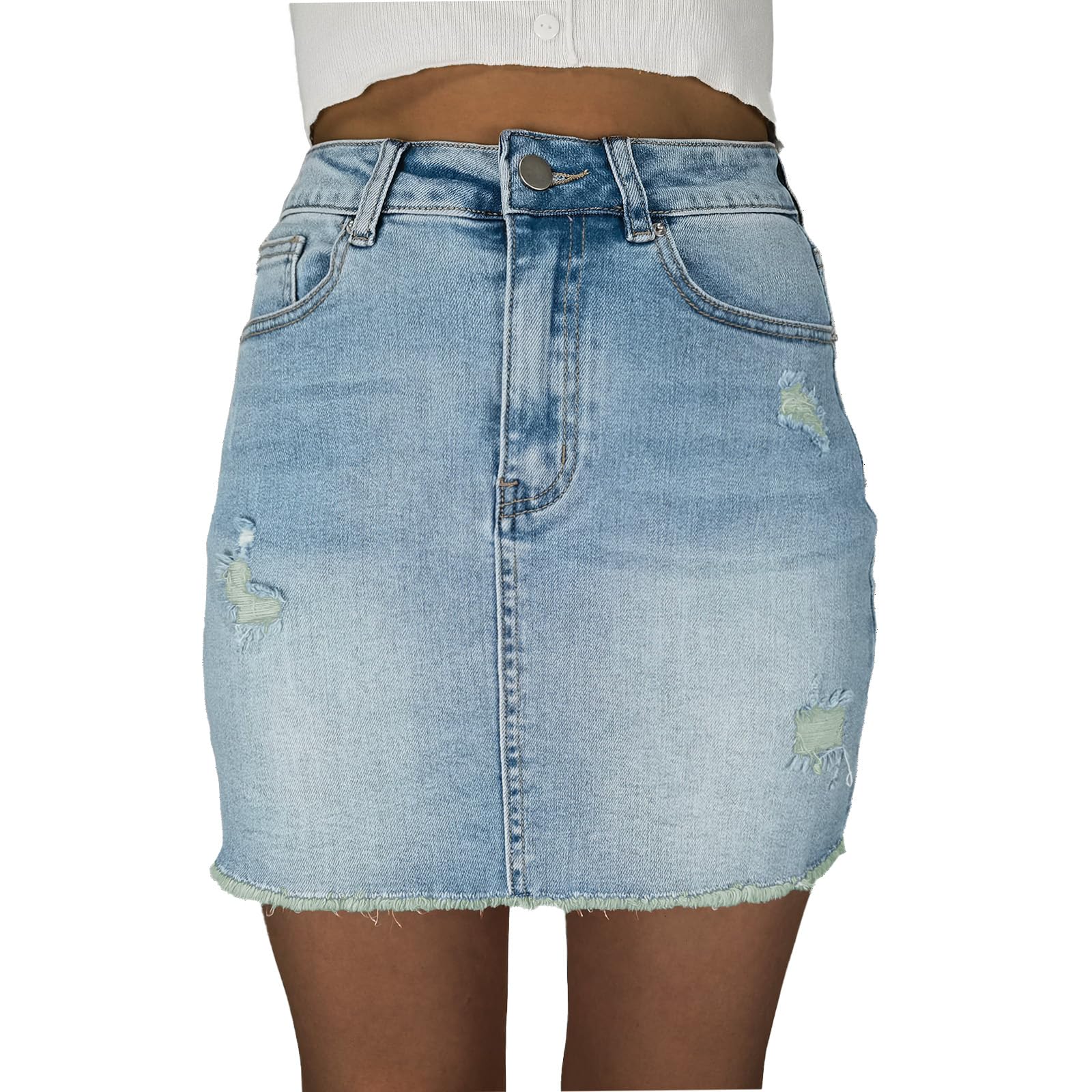 Denim Skirt Women Trendy High Waisted Summer Jean Skirts