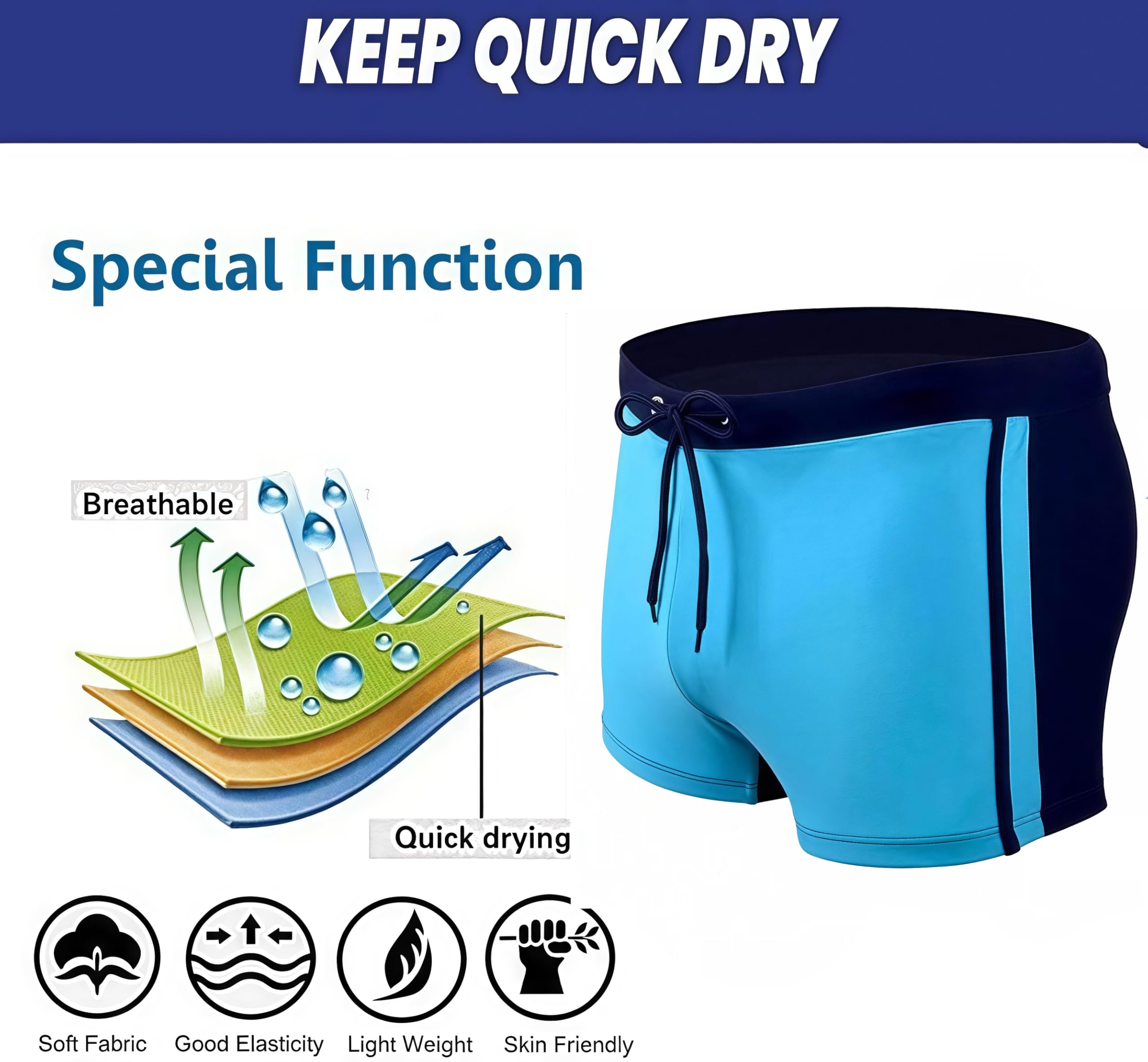 Bañador para Hombre Secado rápido Playa Surf Corriendo Pantalones Cortos de natación Boxeadores Ligero Shorts