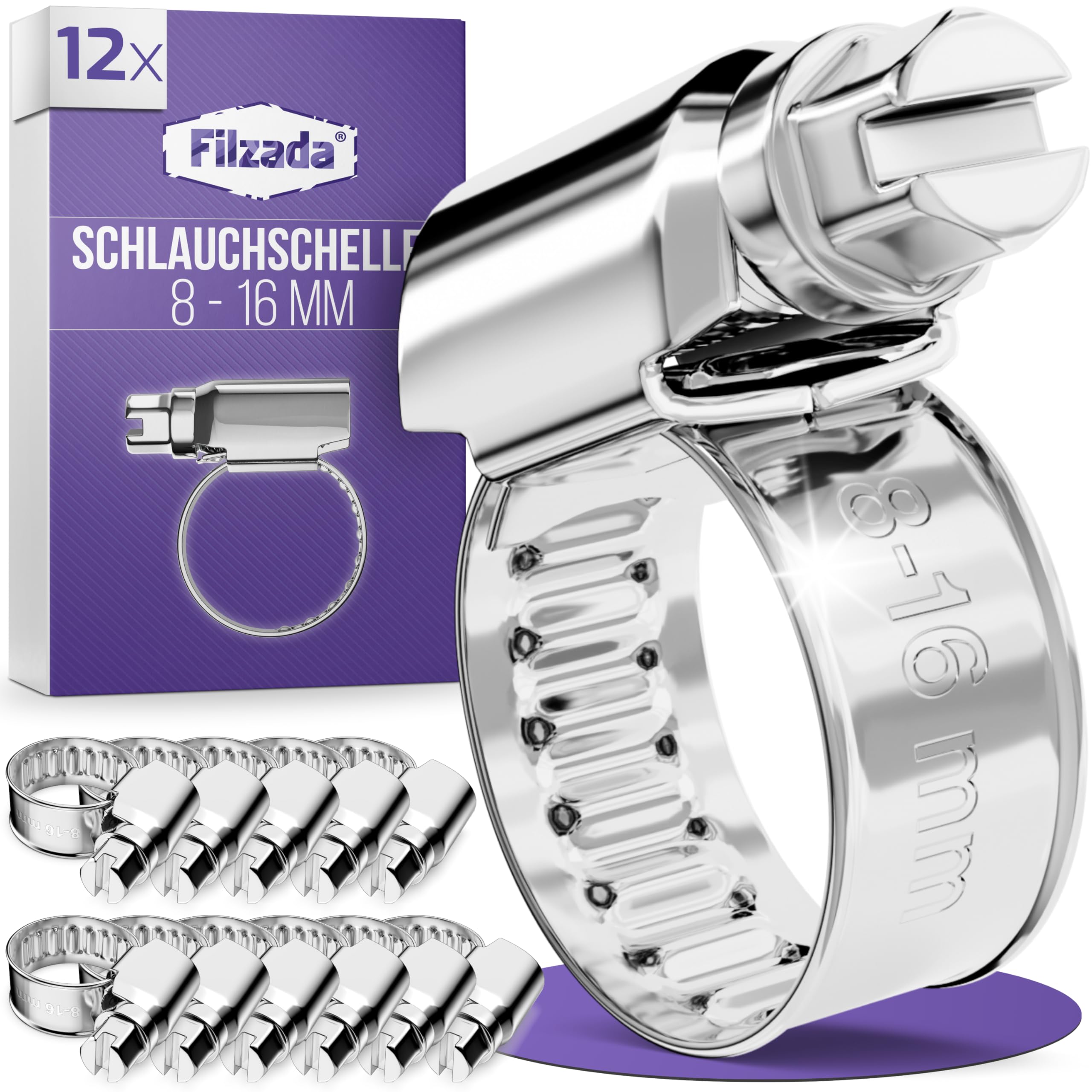 GRAFT Schlauchschellen Set | 227 Stück | Inklusive Halterung und Schraubendreher