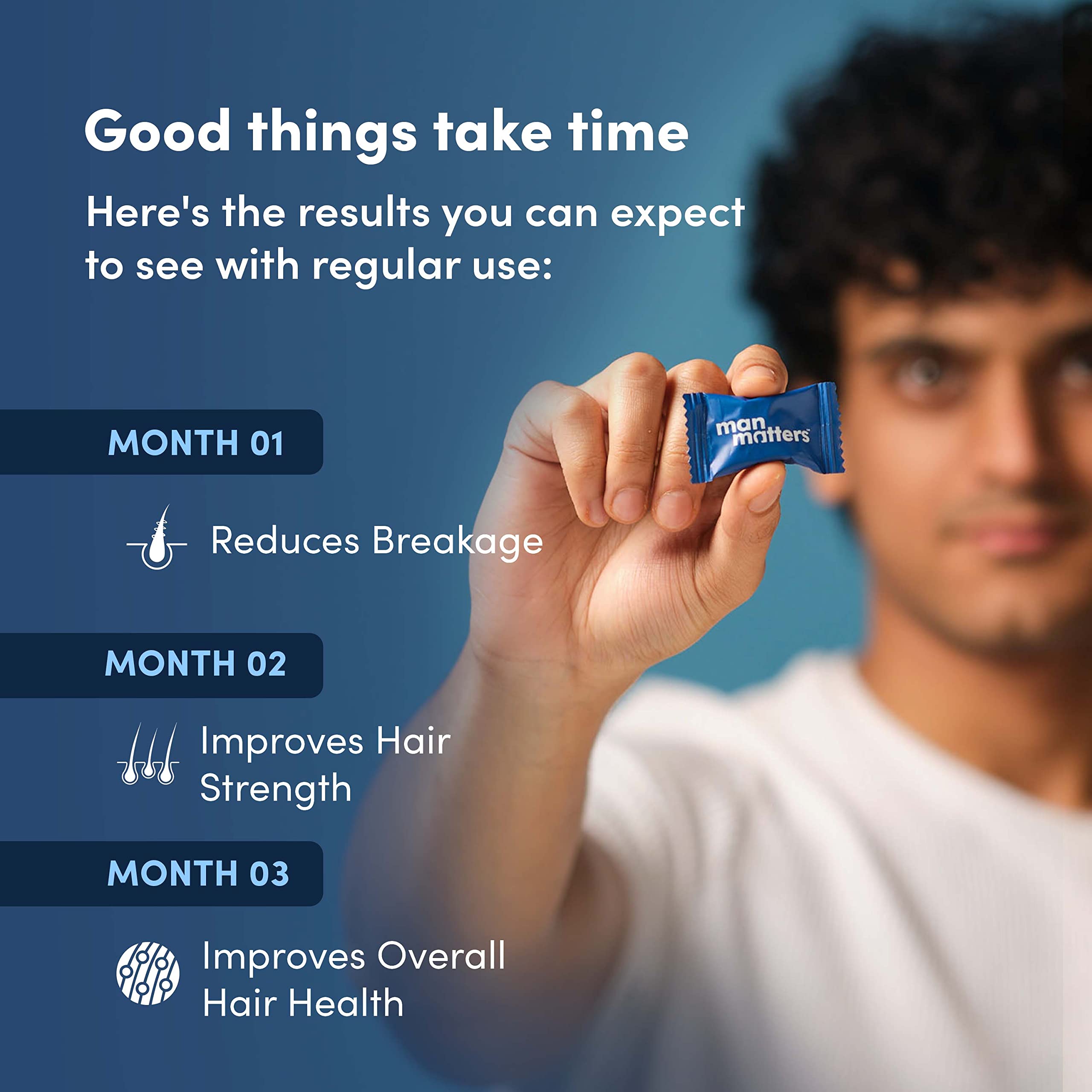 Man Matters Biotin Hair Gummies for Men Keeps Hair Healthy and Strong