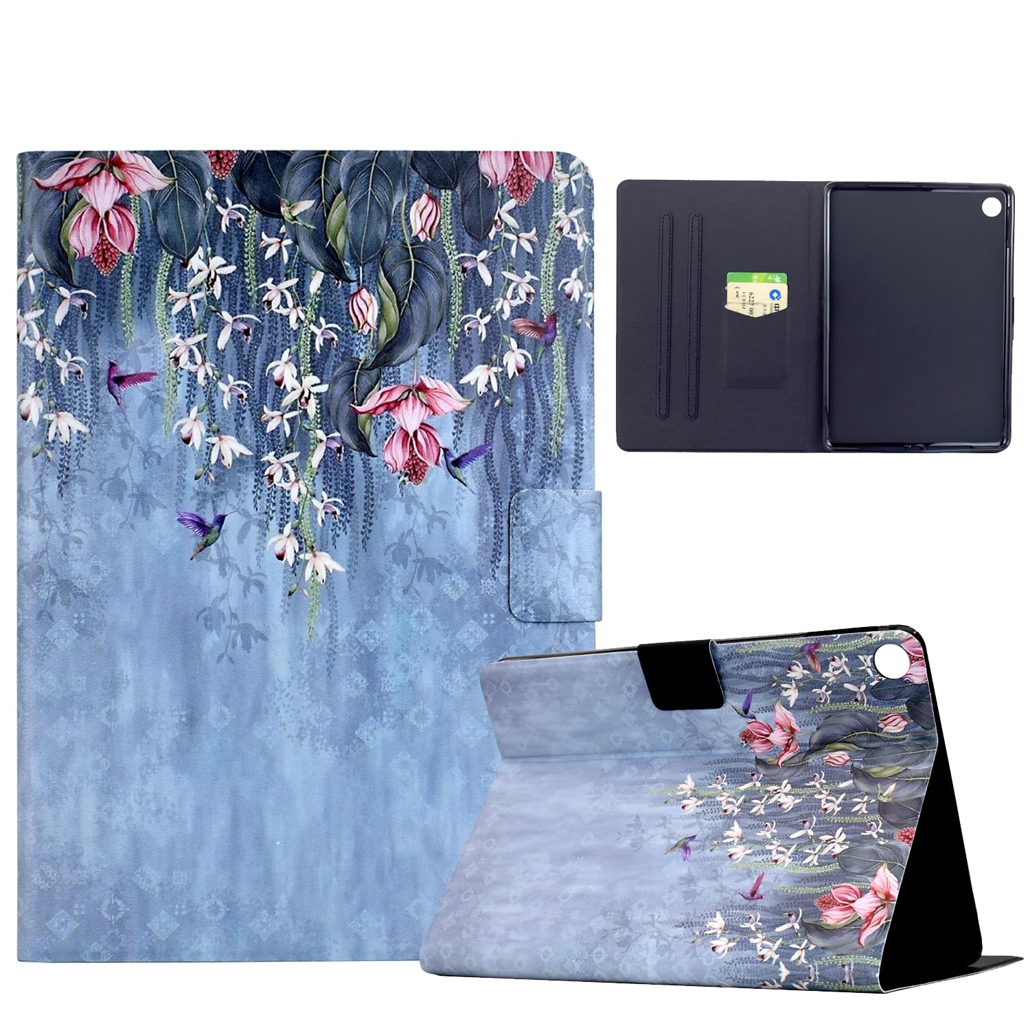 CASAFUNY Hülle für Samsung Galaxy Tab A9 Plus/ A9+ 11 Zoll 2023 PU Leder Schutzhülle Cover mit Auto Schlaf/Wach Tablette Case für Samsung Galaxy Tab A9 Plus Tablet SM-X210/X216/X218, Kleiner Vogel