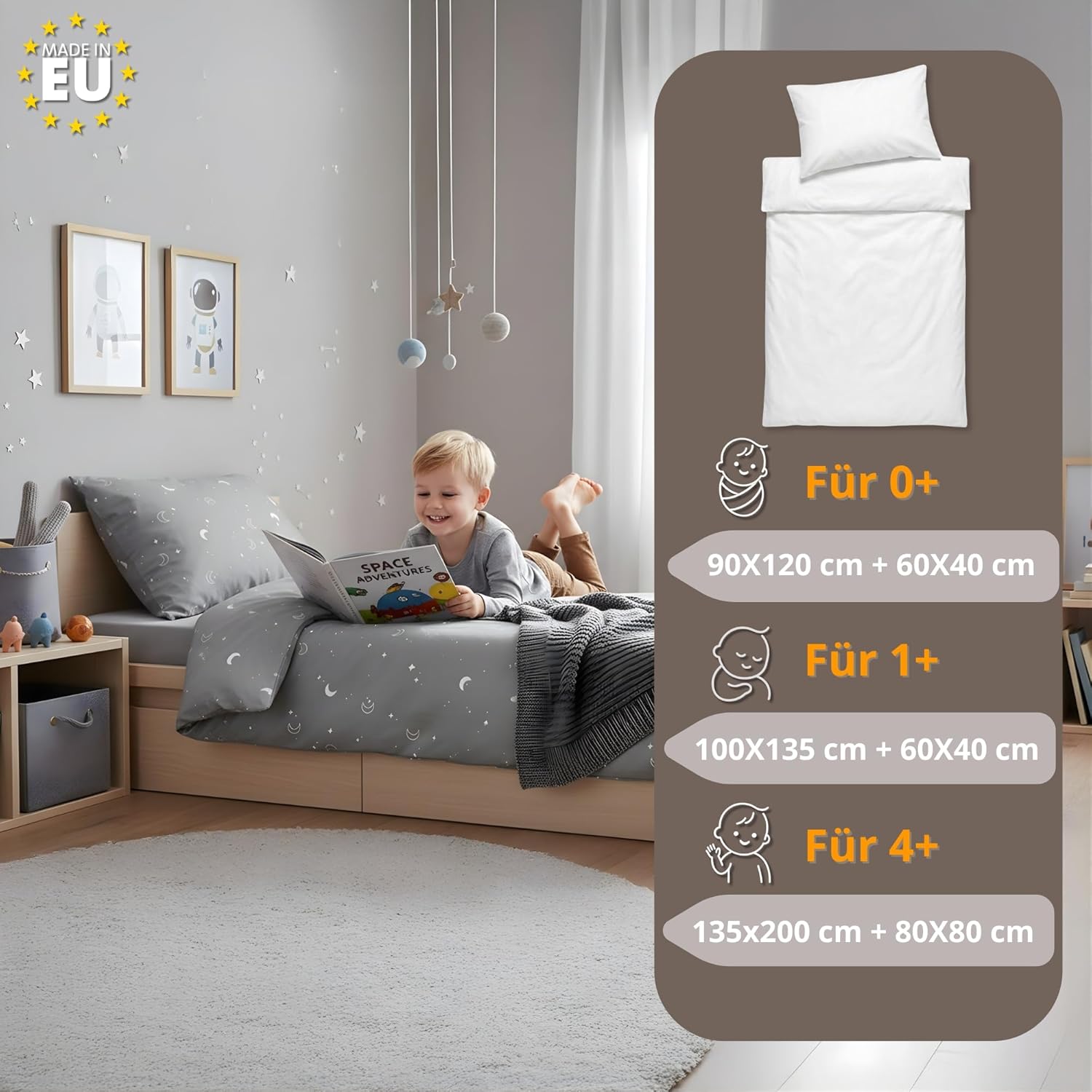 Totsy Baby Children's Cotton Duvet 100 x 135 cm Baby Blanket Duvet Set for Cot 100 x 135 cm and Pillow 60 x 40 cm Oeko-Tex Deer