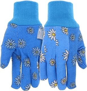 Basic MUD Women's PVC Dotted Palm And Daisy Printed Jersey Garden Glove, Extreme Comfort, Excellent Grip, Durable Wear, Bl...