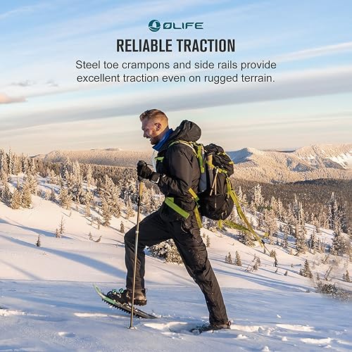 Miniatura 2 de OLIFE Snowshoes for Men, Women and Youth Child, Lightweight Snowshoes with Adjustable Double Ratchet Binding Provides Great Flotation, Easy Carrying