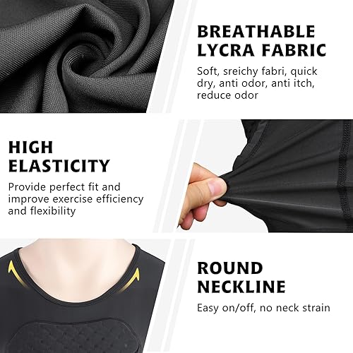 Miniatura 4 de Men's Football Padded Compression Shirt Baseball Chest Protector Rib Protector Vest Heart Guard Sternum Undershirt for Rugby Soccer Hockey Paintball