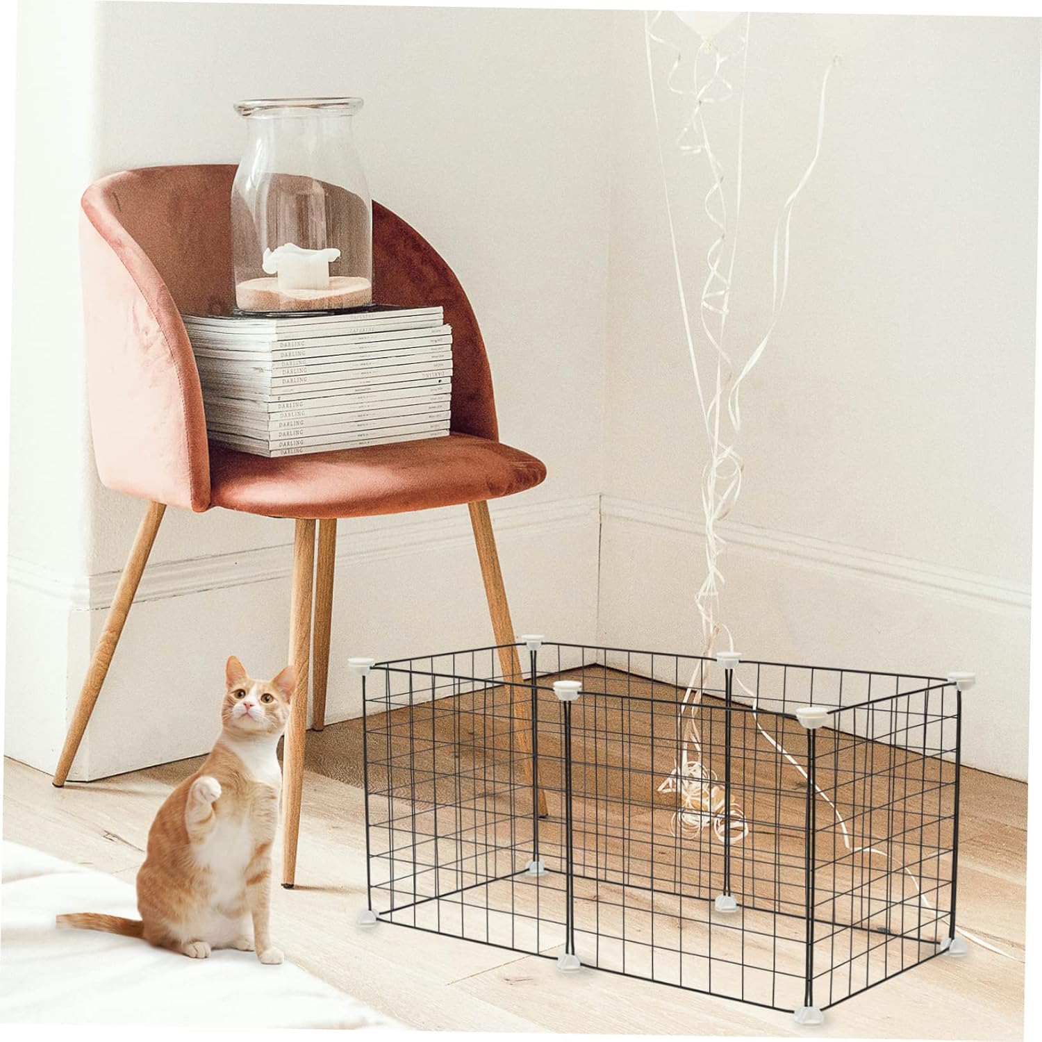 HANABASS Collapsible PET Playpen for Small Medium Dogs and Cats Iron Cage Zipper Top Cover Portable Indoor Outdoor Dog Crate 6 Panels Suitable for Rabbits and Guinea Pigs Random Color