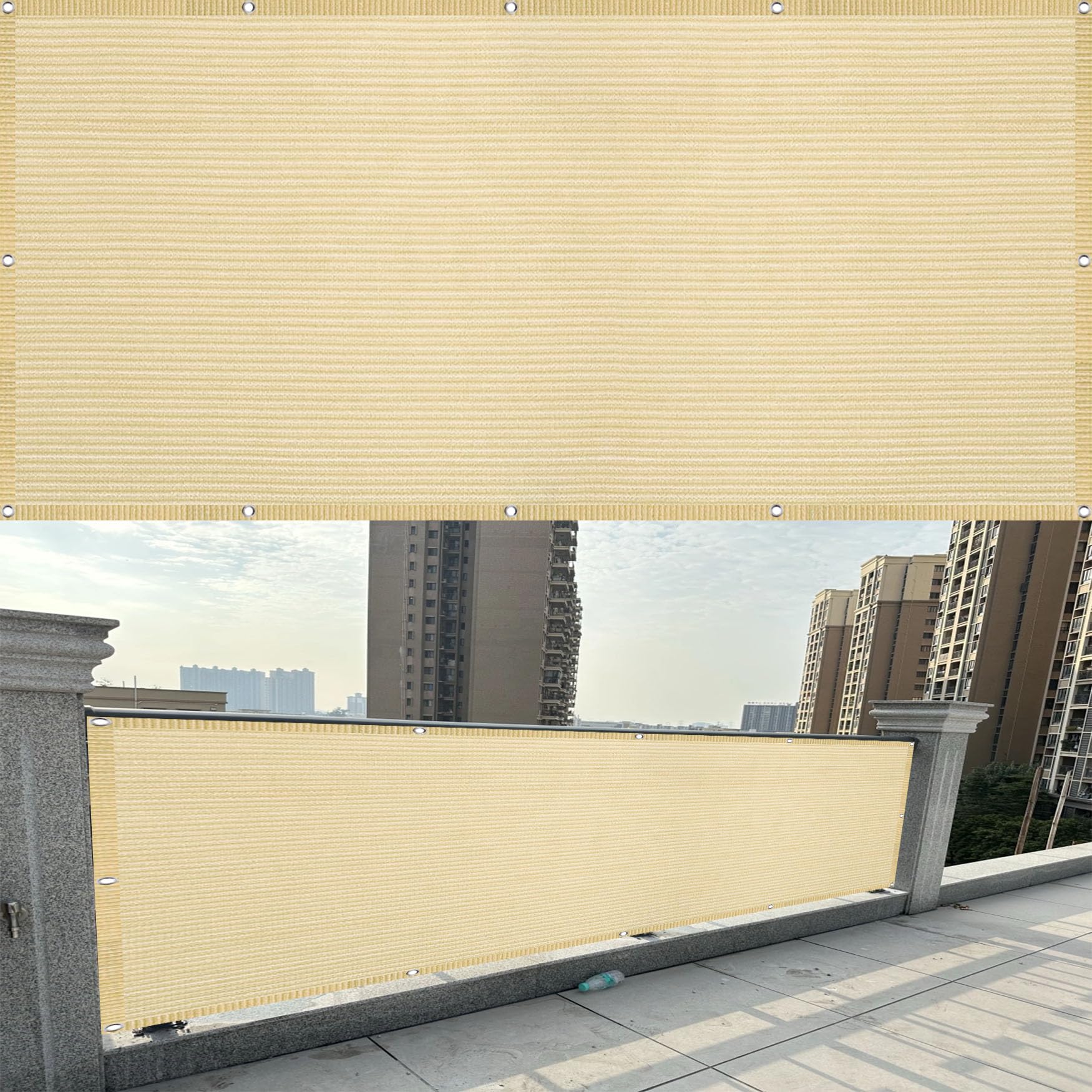 Brise vue jardin 105x390 cm jaune sable pour clôture extérieure
