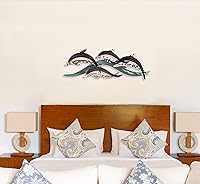 Vista 2 de T.I. Design Decoración de pared de metal de playa contemporánea de delfines ondulados