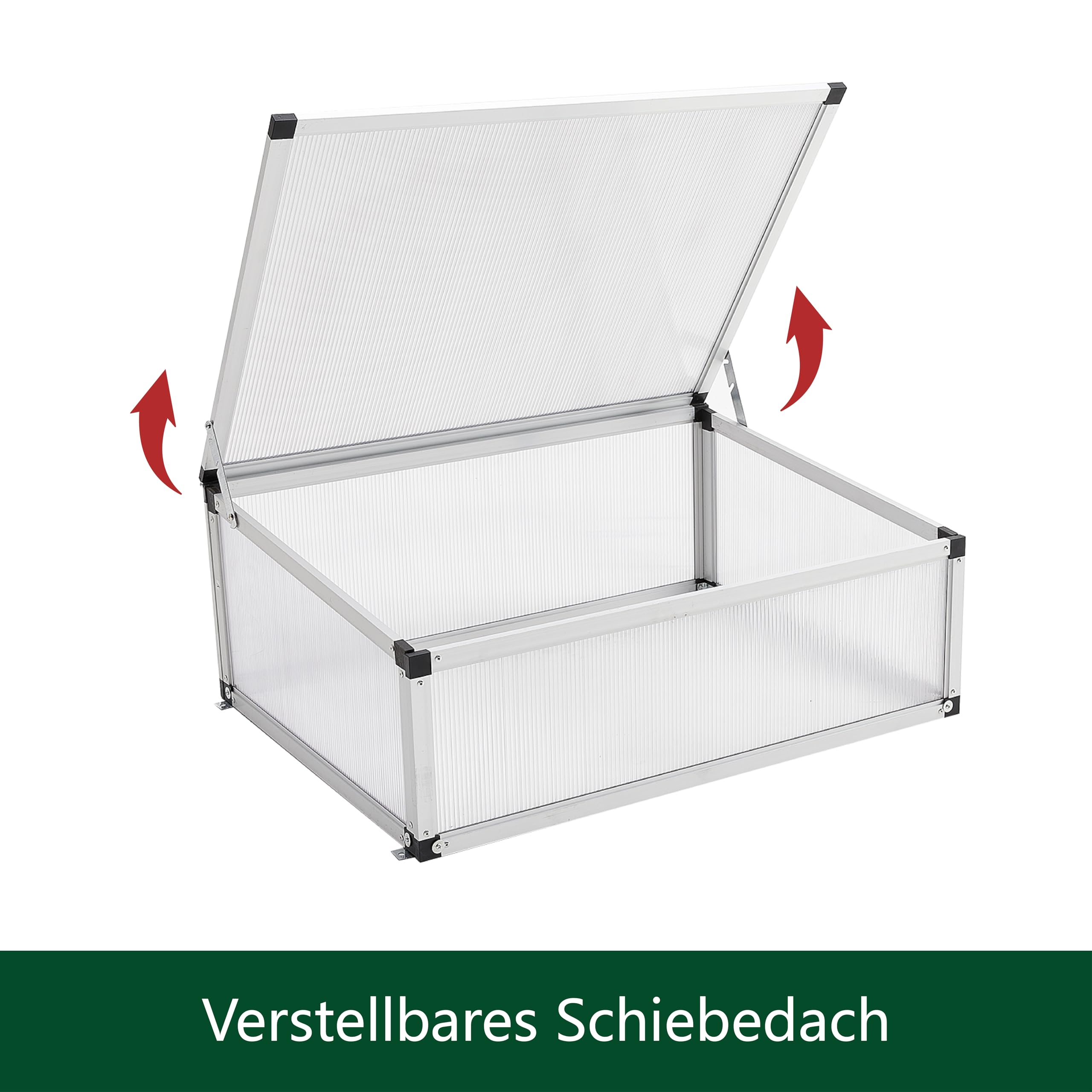Alu Frühbeet lichtdurchlässig Frühbeetkasten Mini Gewächshaus Treibhaus UV Schutz Pflanzbeet 77x58x30cm Einzeldach Silbern