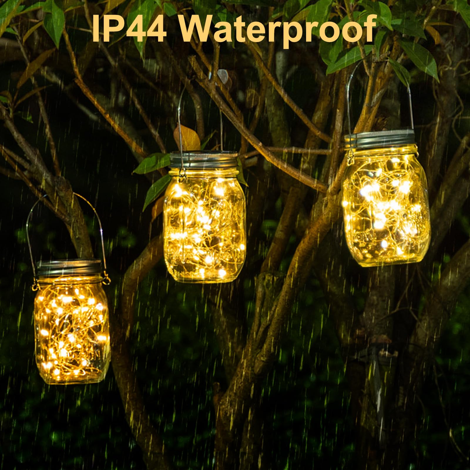 6 unidades de 3 m 30 LED luces solares de vidrio solar, cadena de luces para botellas, tapa de luz solar, para tarro de cristal, farolillo colgante para jardín, terraza, patio, boda, fiesta